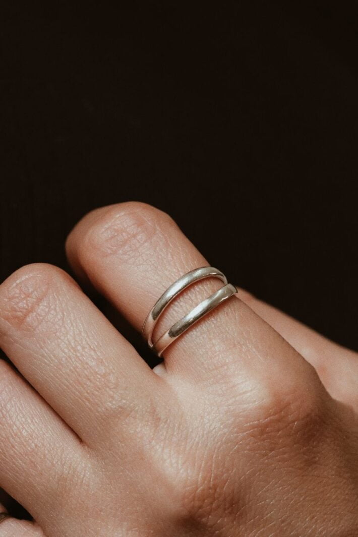 טבעת פסים כפולה מכסף, עדינה ומיוחדת. טבעת עם נוכחות מדוייקת וסטייל לא מתאמץ. כזאת שלא תפסיק לגרוף מחמאות. עוטפת את האצבע בצורה סופר מחמיאה.jpg