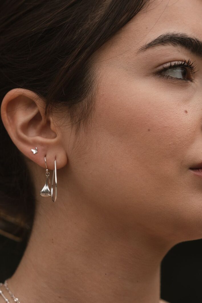 עגילי פרפר צמודים מכסף 925