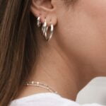 עגילי חישוק מדורגים מסולסלים מכסף 925