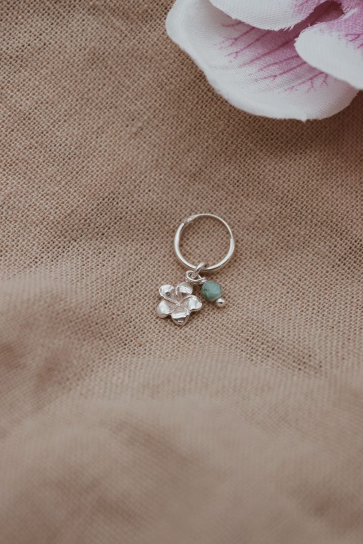 האליקס טרגוס פרח פלומריה וחרוז טורקיז מכסף טהור 925.jpg