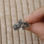 טבעת פיה ופרחים מכסף 925 (2)