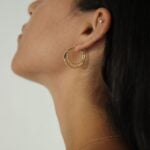 עגילי חישוק כפולים ציפוי זהב