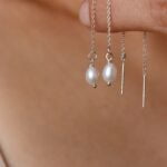 עגילי שרוך פנינה עדינים מכסף 925 או ציפוי זהב