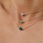 שרשרת צוקר אבני חן עדינה עם אבני מזל טבעיות בגווני כחול אקווה מרין אפטייט ואמזונייט עשויה מכסף טהור 925 ועמידה במים.jpg