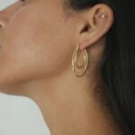 עגילי חישוק מוארכים מיוחדים ציפוי זהב