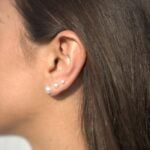 עגילי פנינה לבנה צמודים לאוזן מכסף 925 (1)