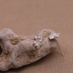 עגילי פרח פלומריה צמודים לאוזן מכסף 925