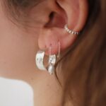 עגילי חישוק מרוקעים עבים מכסף טהור 925