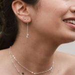 עגילי כוכב וירח קטנים צמודים לאוזן מכסף אמיתי 925