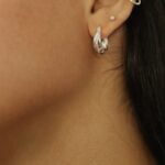 עגילי חישוק מדרוגים מניפה מכסף 925