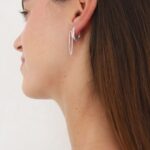 עגילי חישוק מלבנים עם טקסטורה מכסף 925 01