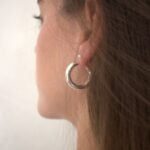 עגילי חישוק עבים נפוחים עם נוכחות מכסף 925 (2)