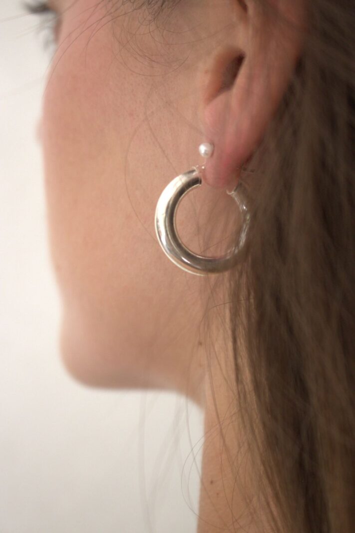 עגילי חישוק עבים נפוחים עם נוכחות מכסף 925 (3)