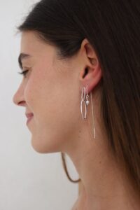 עגילים תלויים חוליות מוארכות כסף 925