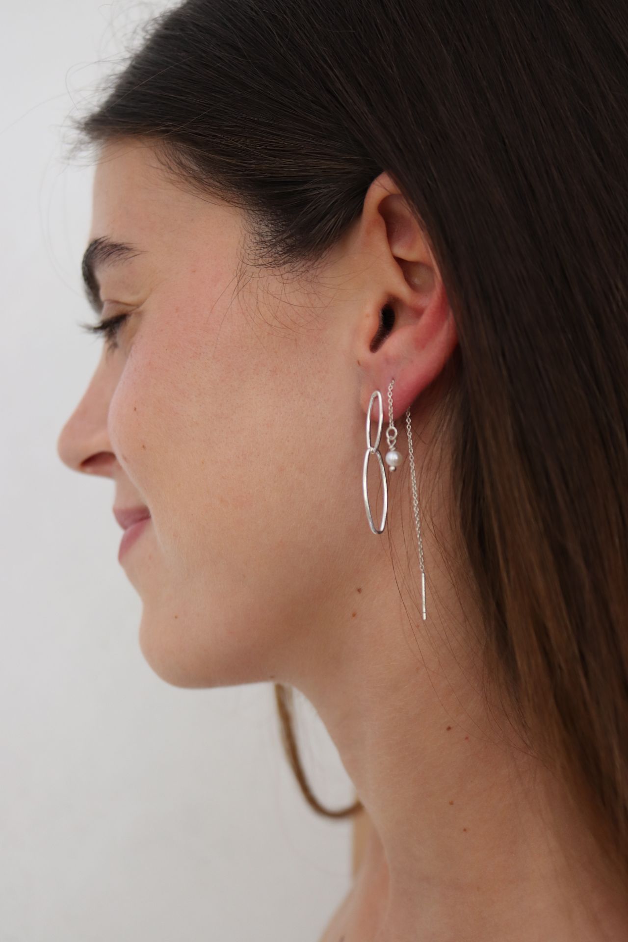 עגילים תלויים חוליות מוארכות כסף 925