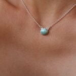 שרשרת עדינה עם אבן לרימר בצבע תכלת מכסף אמיתי 925