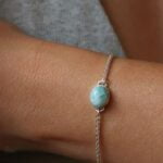 צמיד חבל מיוחד עם אבן לרימר תכלת בצורת אליפסה מכסף 925