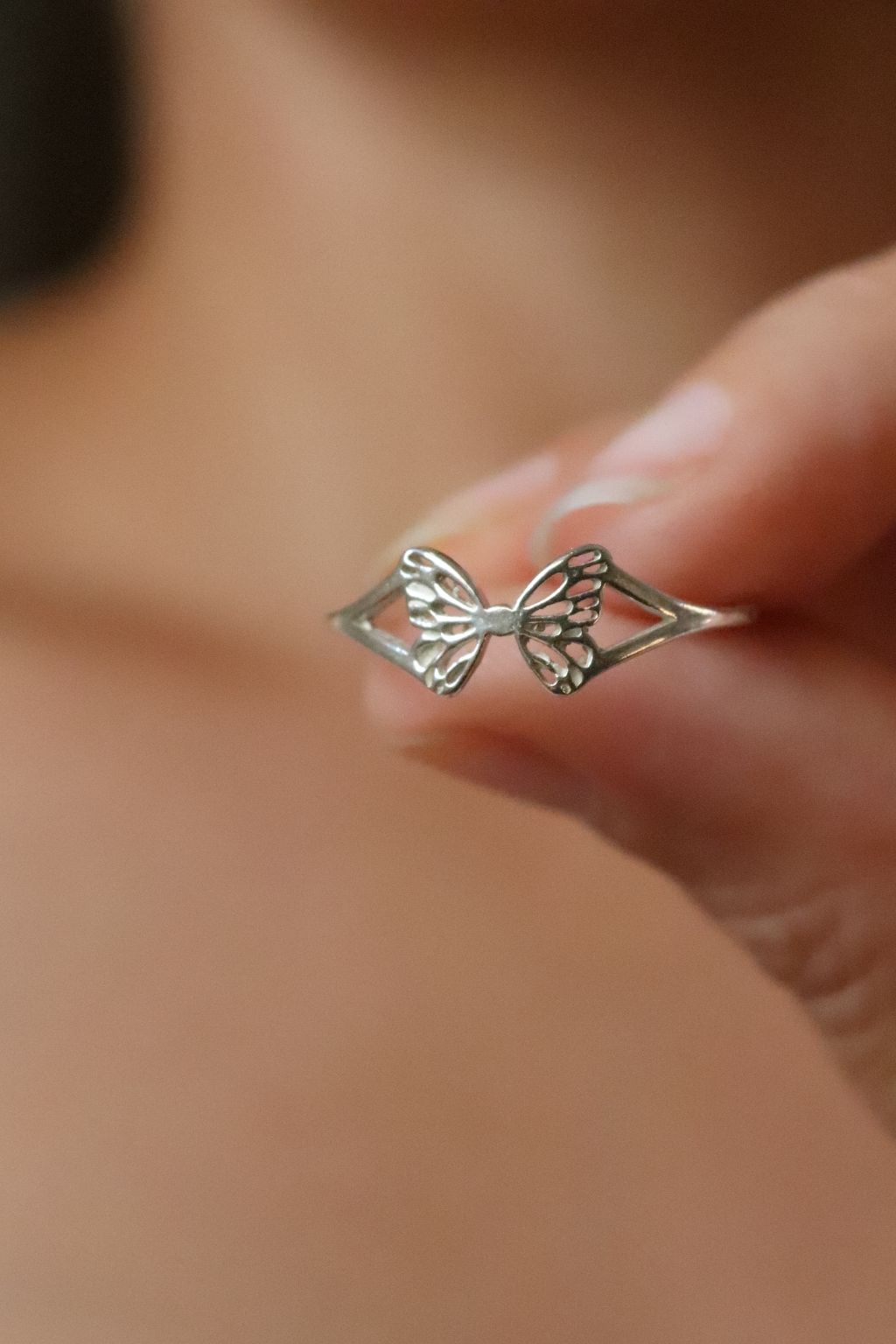טבעת פרפר עדינה מכסף 925 או ציפוי זהב