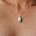 שרשרת חבל עם תליון אבן לרימר בצורת עין ובגווני תכלת מכסף 925