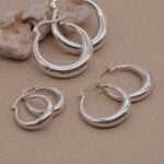 עגילי חישוק נפוחים ועבים בצורת טיפה מכסף אמיתי 925.jpg