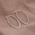 עגילי חישוק אליפסה שטוחים מכסף 925