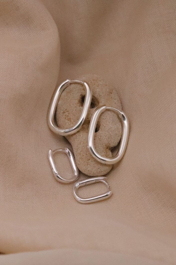 עגילי חישוק מלבנים מכסף 925 01