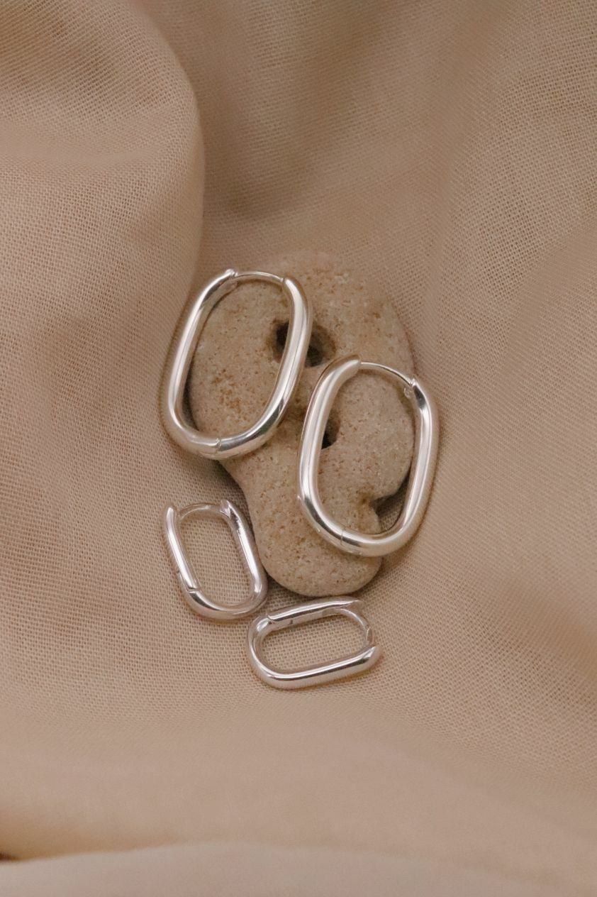 עגילי חישוק מלבנים מכסף 925 01