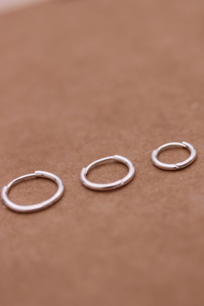 סט עגילי חישוק מדורגים מכסף אמיתי 925