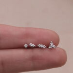 סט עגילים משובצים זירקונים צמודים לאוזן מכסף 925