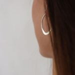 עגילי חישוק אליפסה שטוחים מכסף 925