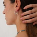 עגילי שרוך שרשרת עדינים עם פנינה לבנה קטנה מכסף 925 או ציפוי זהב