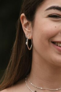 עגילי חישוק אליפסה שטוחים מכסף 925