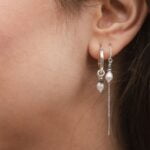 סט עגילים לאישה בשילוב אבני חן אמרלד ירוקות ופנינים לבנות מכסף אמיתי או ציפוי זהב