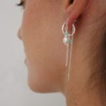 סט עגילים פנינה ואמזונייט כסף 925 (2)