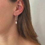 עגיל שרוך טורמלין ורוד ופנינה מכסף 925 (2) 01