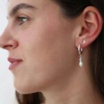 עגילי חישוק עם פנינה ואמזונייט מכסף 925 או גולדפילד אמיתי