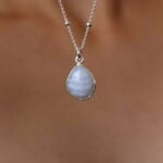 שרשרת כדוריות עדינה עם אבן חן בלו לייס כחולה טבעית מכסף 925 (2)