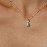 שרשרת כדוריות עדינה עם תליון אבן חן לרימר תכלת מכסף 925 (1)