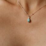 שרשרת כדוריות עדינה עם תליון אבן חן לרימר תכלת מכסף 925 (2)