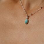 שרשרת כדוריות עדינה עם תליון אבן חן לרימר תכלת מכסף 925 (3)