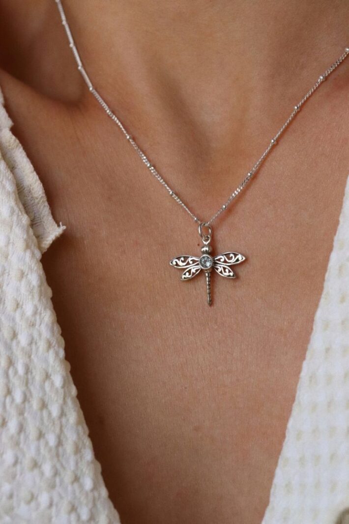 שרשרת כדוריות עדינה עם תליון שפירית עם אבן אקווה מרין תכלת מכסף 925 (2)