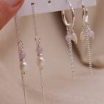 סט עגילי קונזייט סגולות בשילוב פנינים טבעיות לבנות מכסף 925 (2)