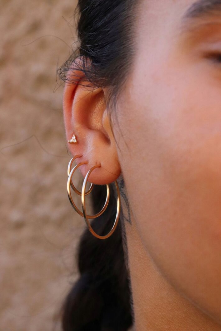 עגילי חישוק בייסיק דקים מגולדפילד אמיתי