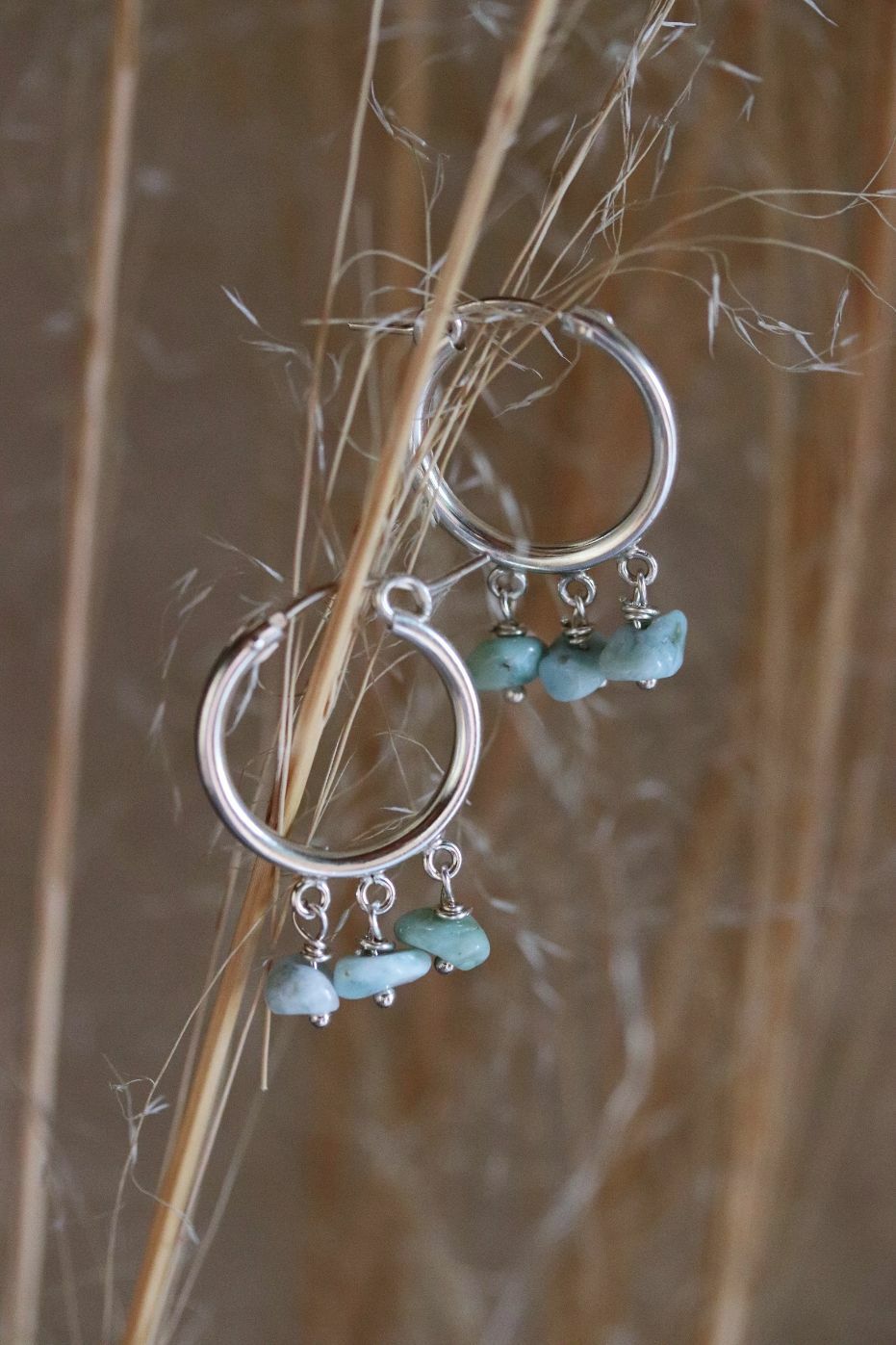 עגילי חישוק לרימר תכלת מכסף 925