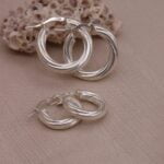 עגילי חישוק עבים מסולסלים מכסף 925