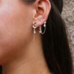 עגילים חלולים צמודים לאוזן בשילוב אבן לרימר תכלת ושובל שרשרת מכסף 925 (1)