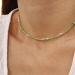 שרשרת אבני חן צמודה לצוואר עם אבני חן ירוקות פרידוט קריסופראס וטורקיז מכסף 925 או גולדפילד (1)