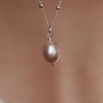 שרשרת כדוריות עדינה בשילוב פנינה ורודה בצורת טיפה מכסף 925 (1)