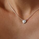 שרשרת לולאות עדינה עם תליון לב מרוקע מכסף 925 (2)