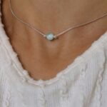 שרשרת קצרה עם אבן חן תכלת אנג'לייט מכסף 925 או גולדפילד (1)